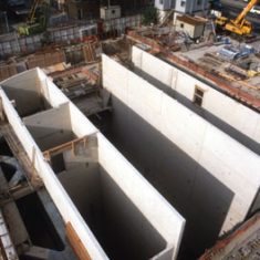 Bermondsey Station, GGBS walls under construction
