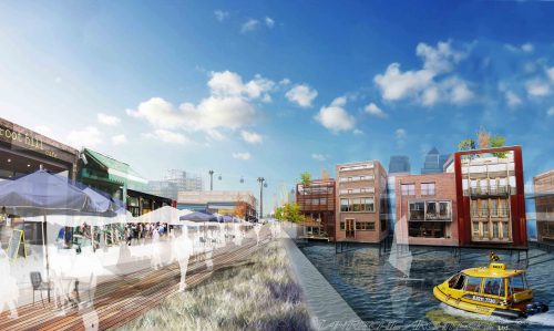 Royal Docks Development Strategy - Royal Victoria Dock Boardwalk View (c) Ian Ritchie Architects Ltd
